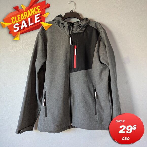 Mana Men's Hooded Gray Softshell Jacket XXL - Picture 1 of 12